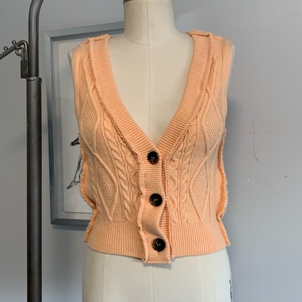 NWT - Free People Peach Cable Knit Vest